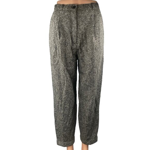 CW Women's Black High Waisted Pleated Straight Trousers Dress Pants Size 6 - Picture 1 of 5